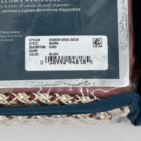 Waterford Shanor Anora Blush Pink Euro Pillow Sham Set Lattice Motif - Picture 6 of 6